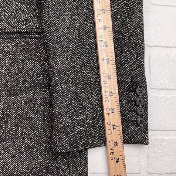 BOSS Hugo Boss Blazer Men 40 Black‎ White Herringbone Einstein Silk Wool Stretch - Picture 10 of 13